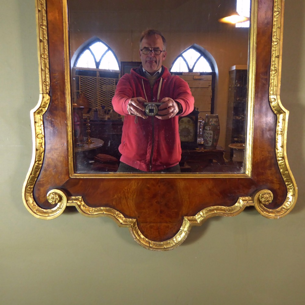 LARGE 19TH C WALNUT & GILT MIRROR View II