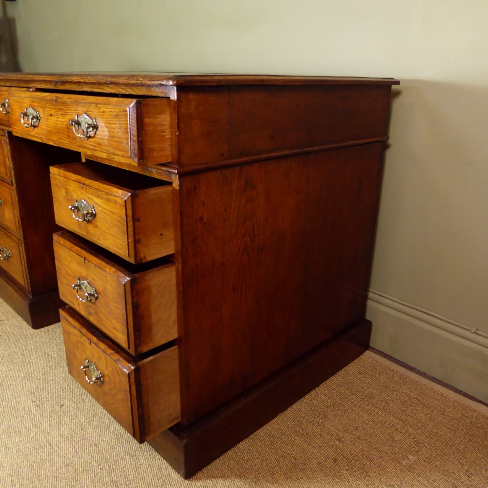 19TH C SOLID OAK PEDESTAL DESK View IV