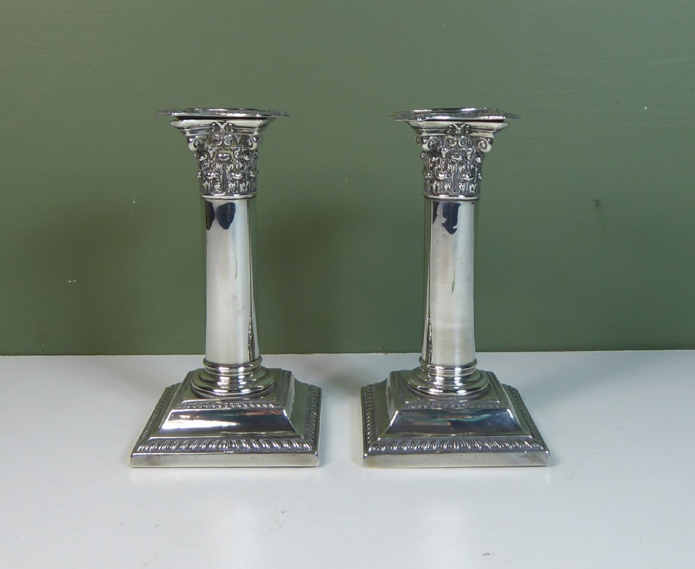 PAIR OF SILVER CANDLESTICKS 1877