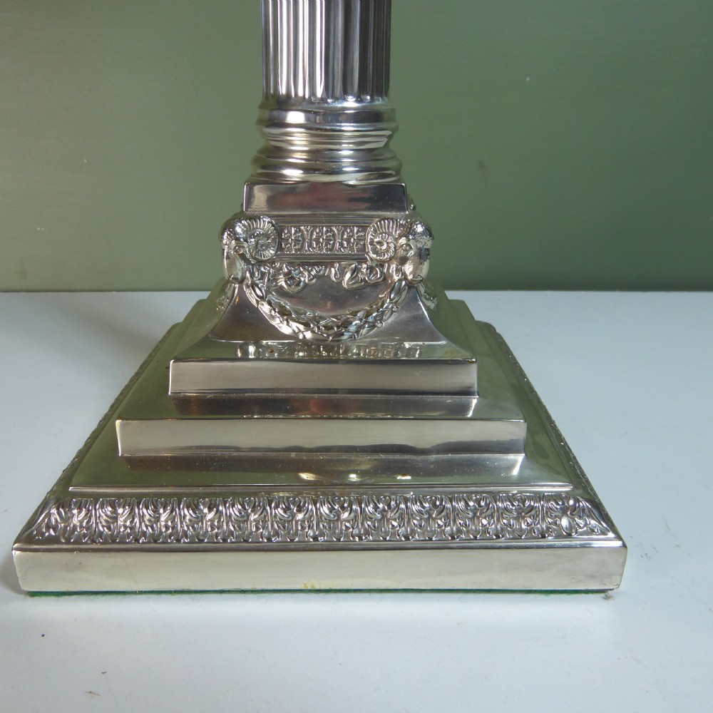 19th C Silver Plated Lamp Base View II
