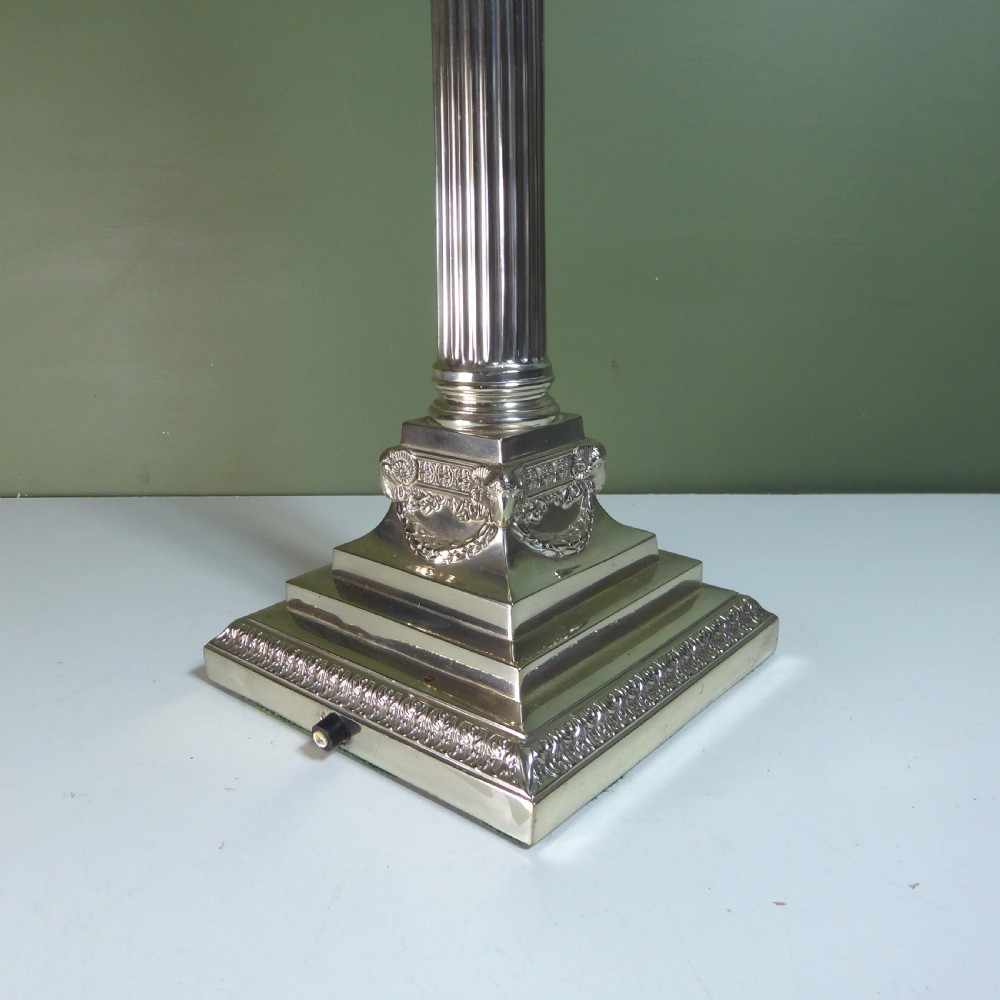 19th C Silver Plated Lamp Base View IV