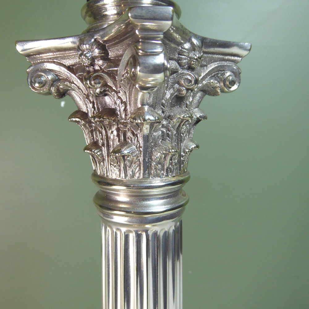 19th C Silver Plated Lamp Base View V