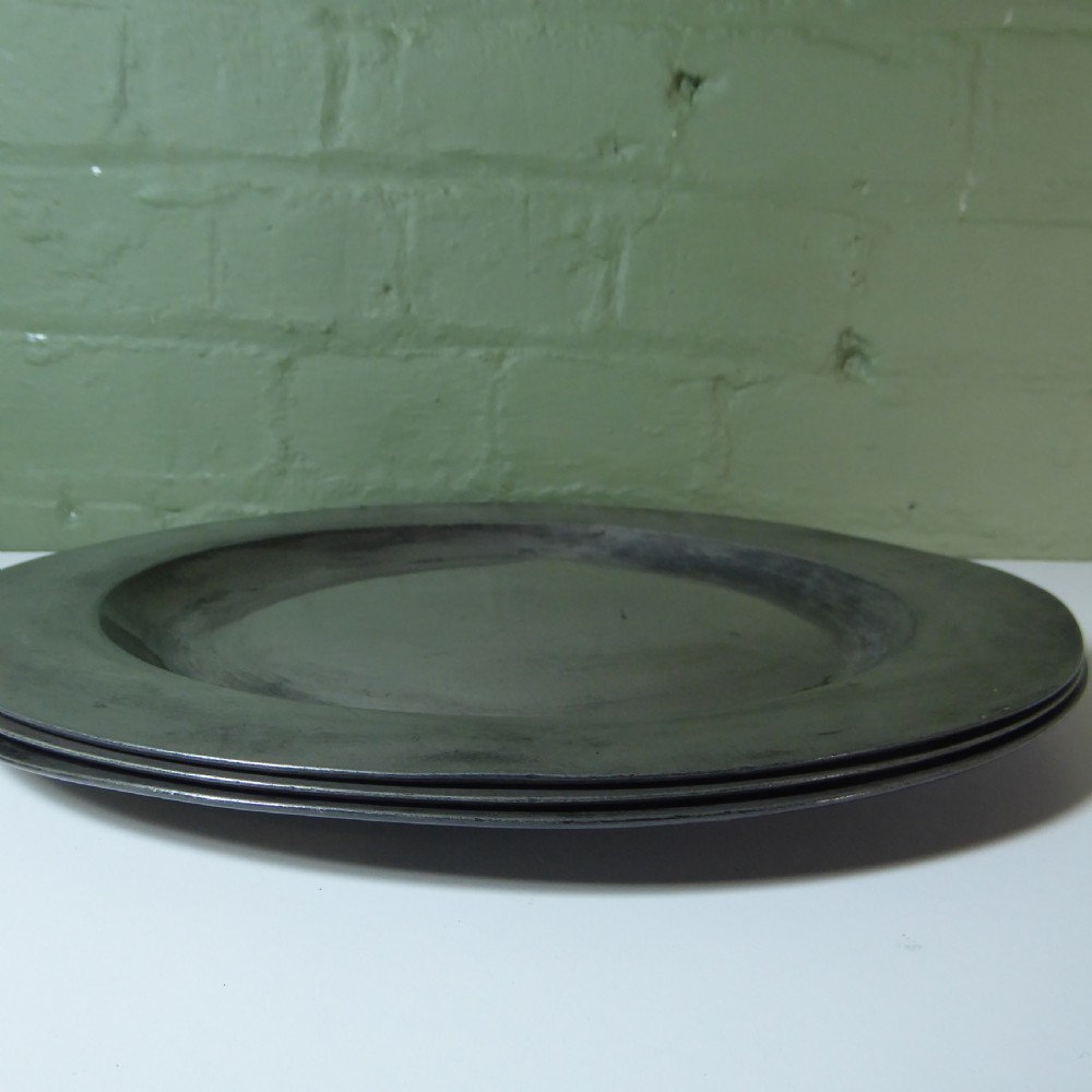 SET OF THREE 18TH C PEWTER CHARGERS View VI