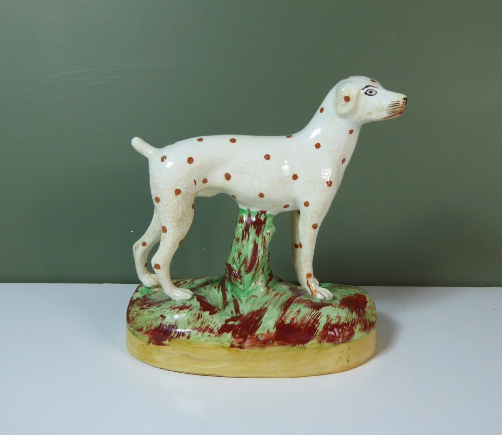 19TH C STAFFORDSHIRE POTTERY DALMATIAN DOG
