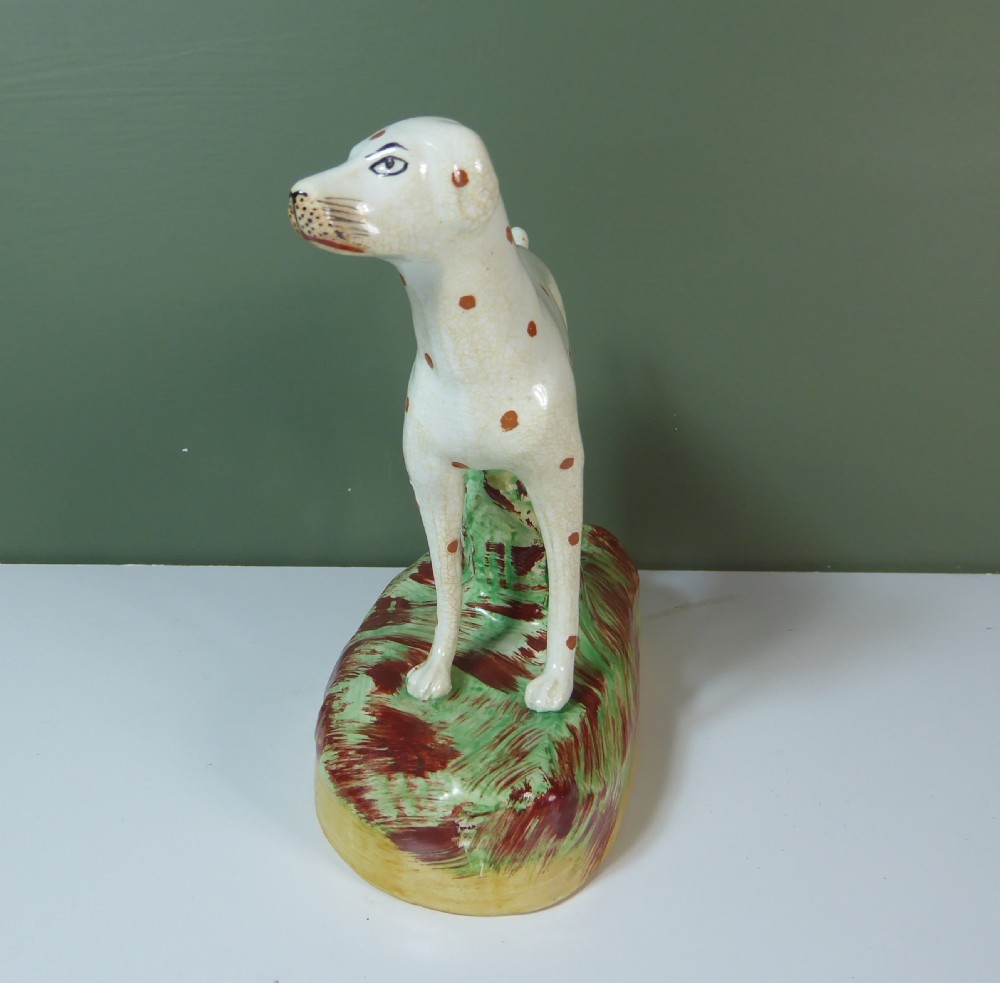 19TH C STAFFORDSHIRE POTTERY DALMATIAN DOG View II