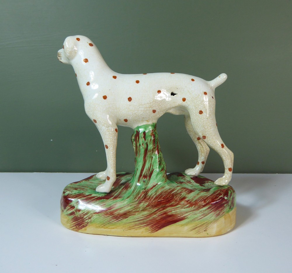 19TH C STAFFORDSHIRE POTTERY DALMATIAN DOG View III