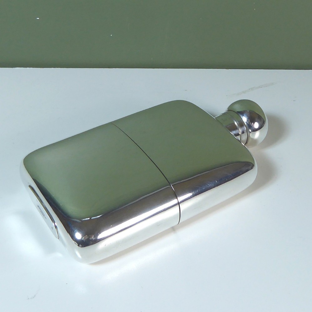 LARGE SILVER HIP FLASK WITH CUP 1896
