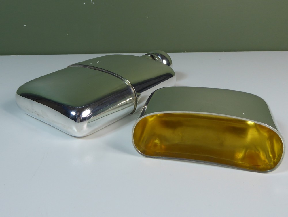 LARGE SILVER HIP FLASK WITH CUP 1896 View V
