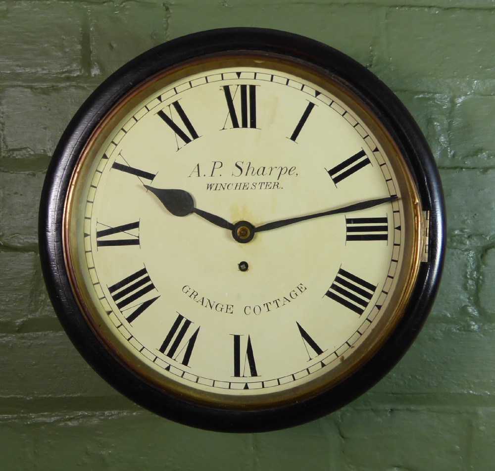 19TH C WALL CLOCK WITH FUSEE MOVEMENT