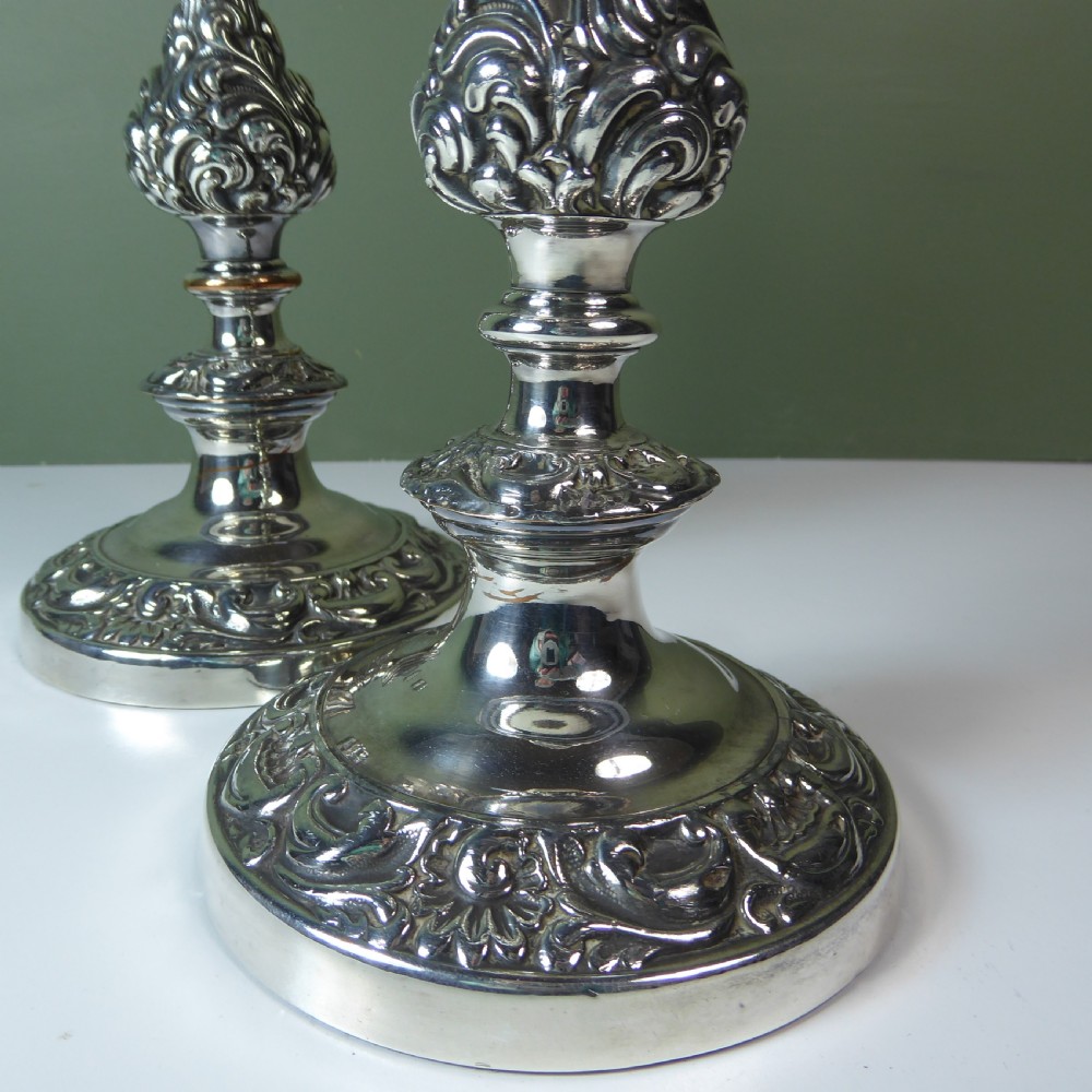 PAIR OF SILVER PLATED CANDLESTICKS C1850 View IV