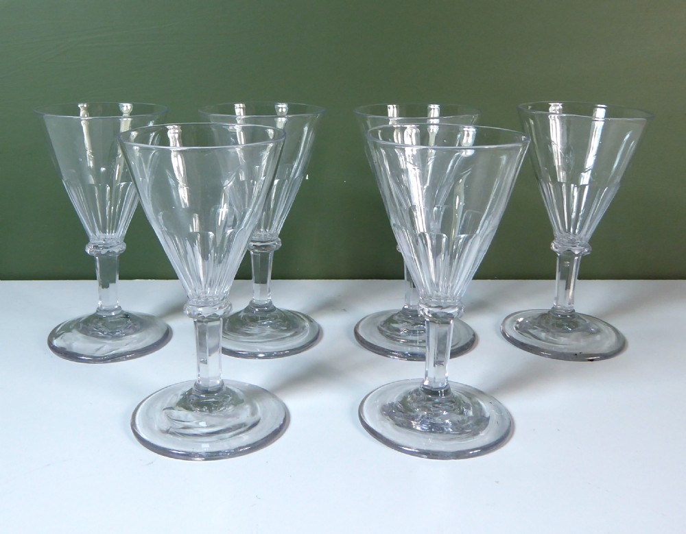SET OF SIX 19TH C WINE GLASSES