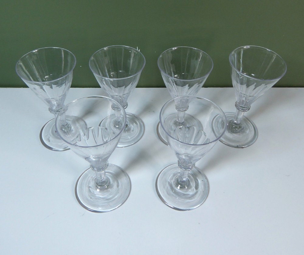 SET OF SIX 19TH C WINE GLASSES View II