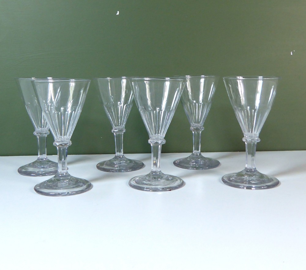 SET OF SIX 19TH C WINE GLASSES View III