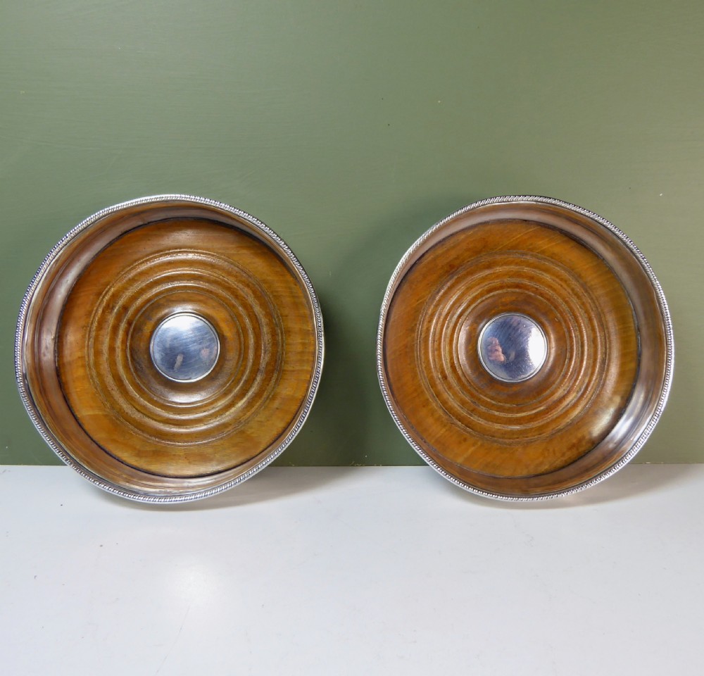 PAIR OF SILVER BOTTLE, DECANTER COASTERS View II