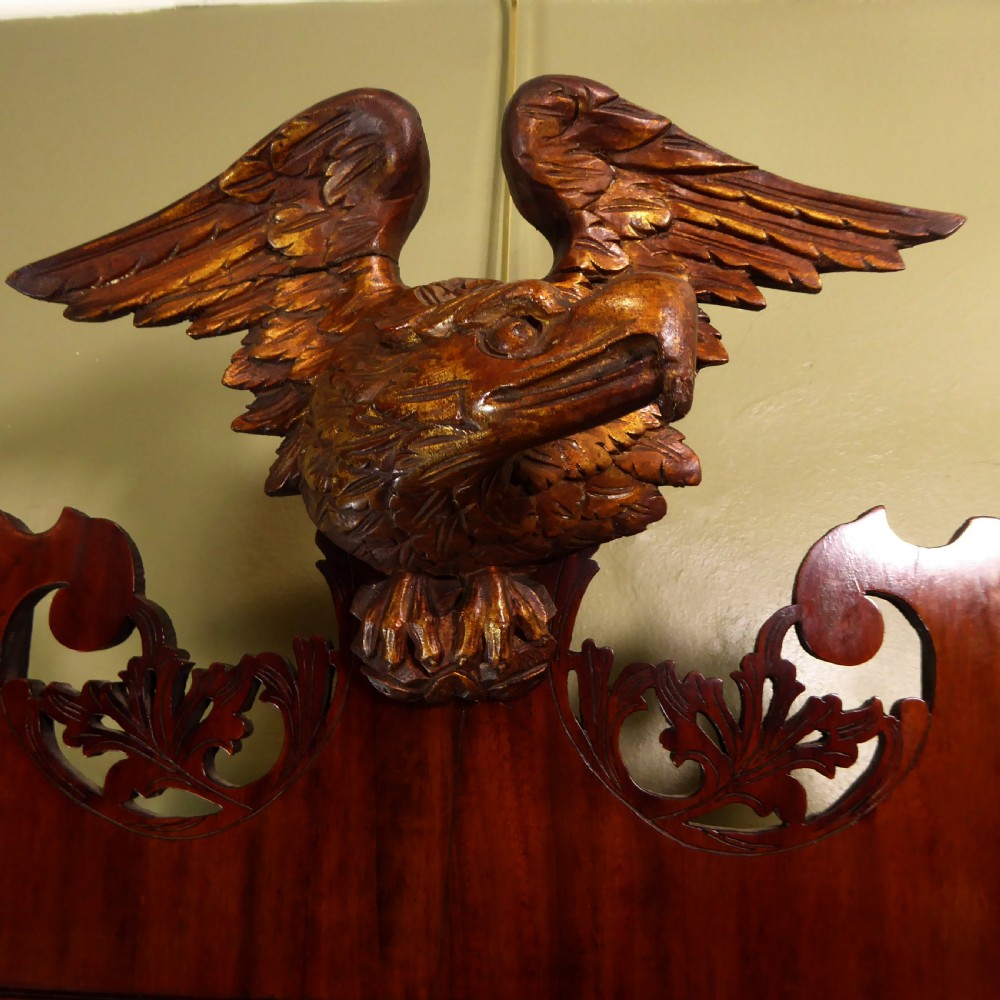 19TH C MAHOGANY MIRROR WITH GILTWOOD EAGLE View III