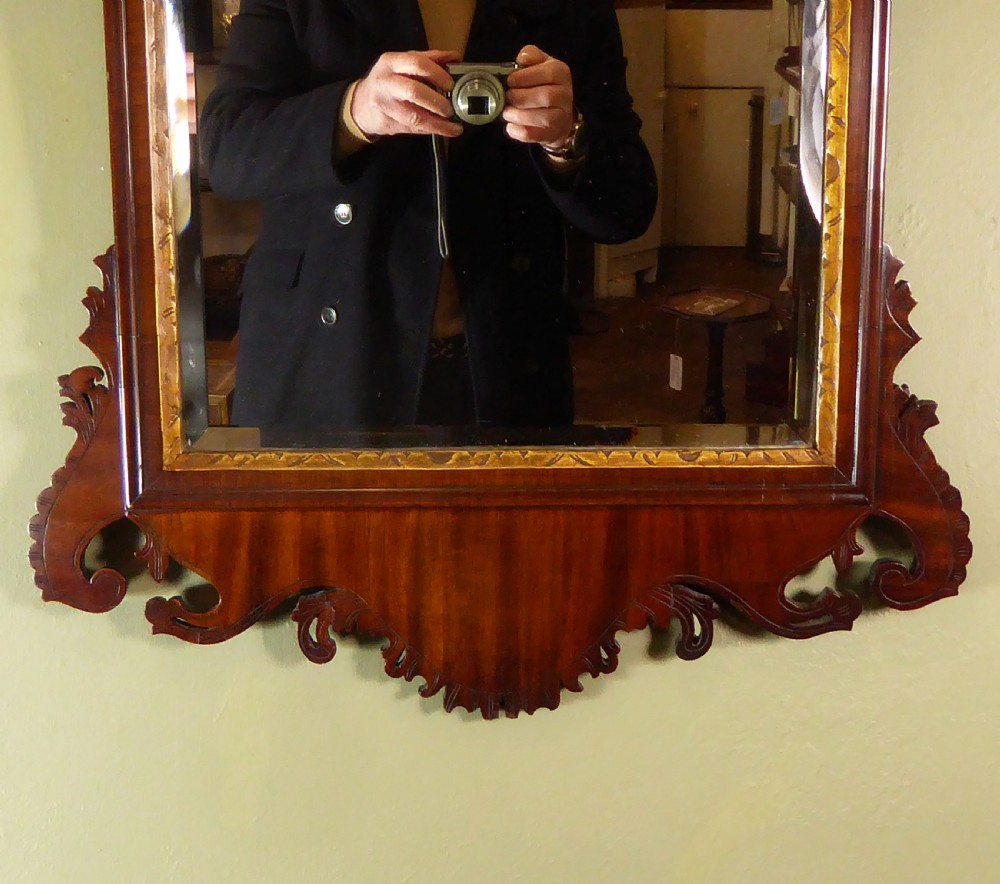 19TH C MAHOGANY MIRROR WITH GILTWOOD EAGLE View IV