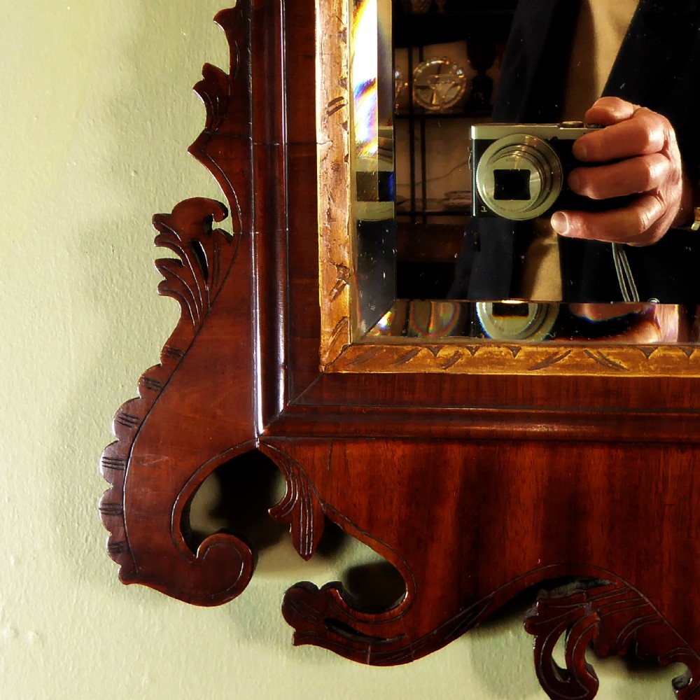19TH C MAHOGANY MIRROR WITH GILTWOOD EAGLE View V