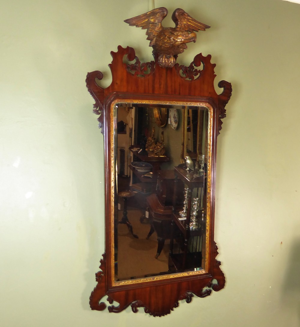 19TH C MAHOGANY MIRROR WITH GILTWOOD EAGLE View VI