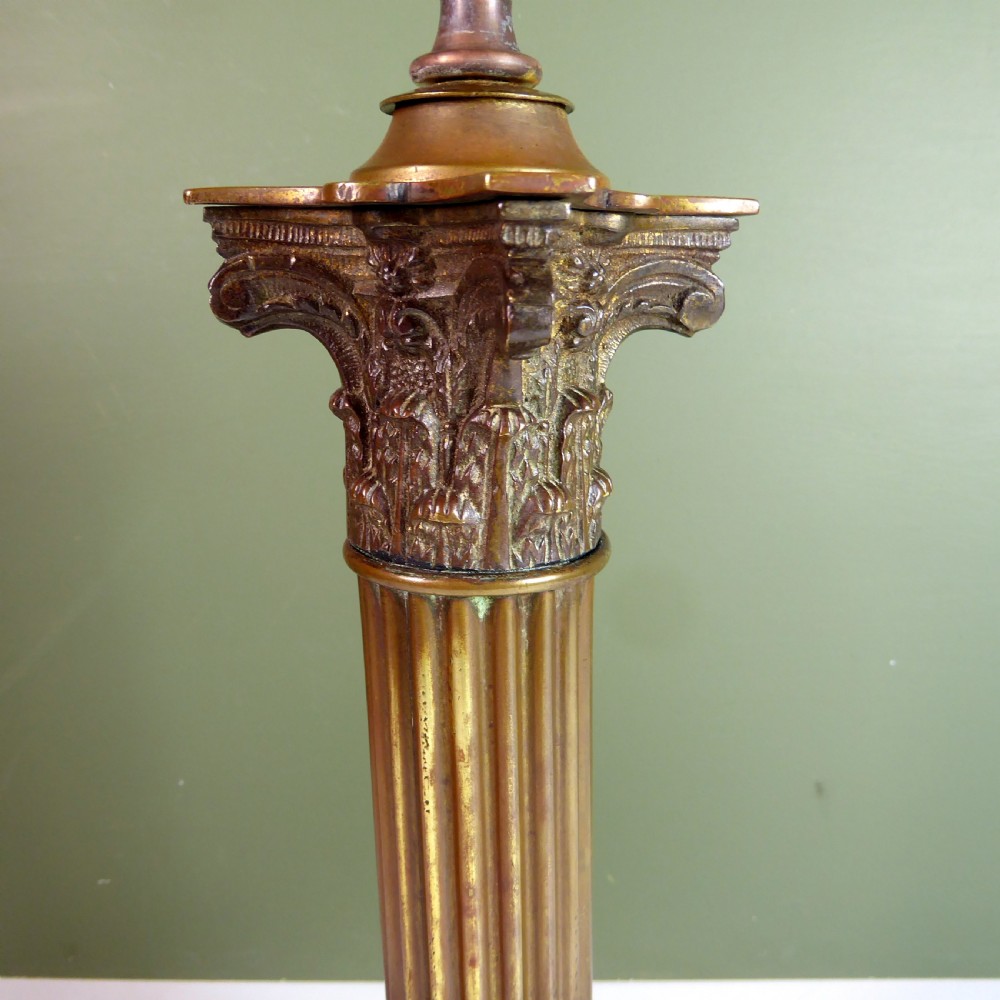 19TH C BRASS CORINTHIAN COLUMN LAMP View III