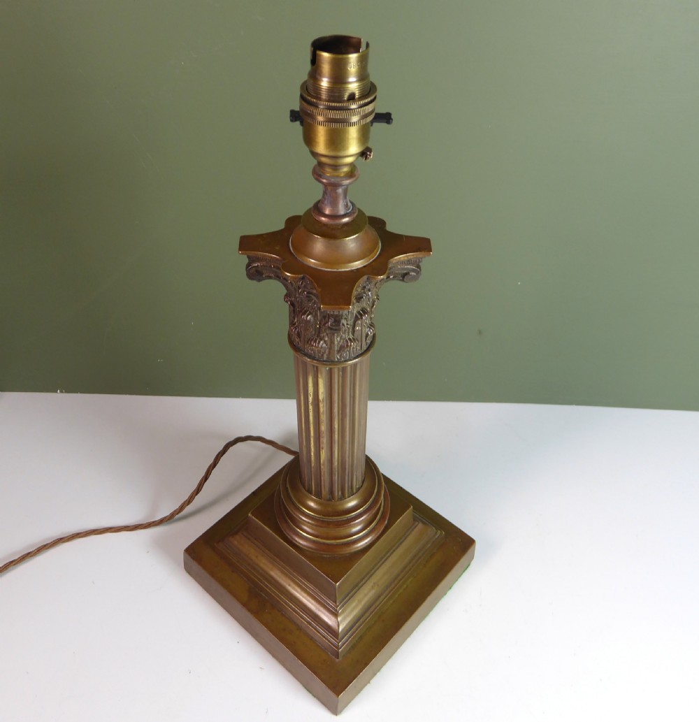 19TH C BRASS CORINTHIAN COLUMN LAMP View IV