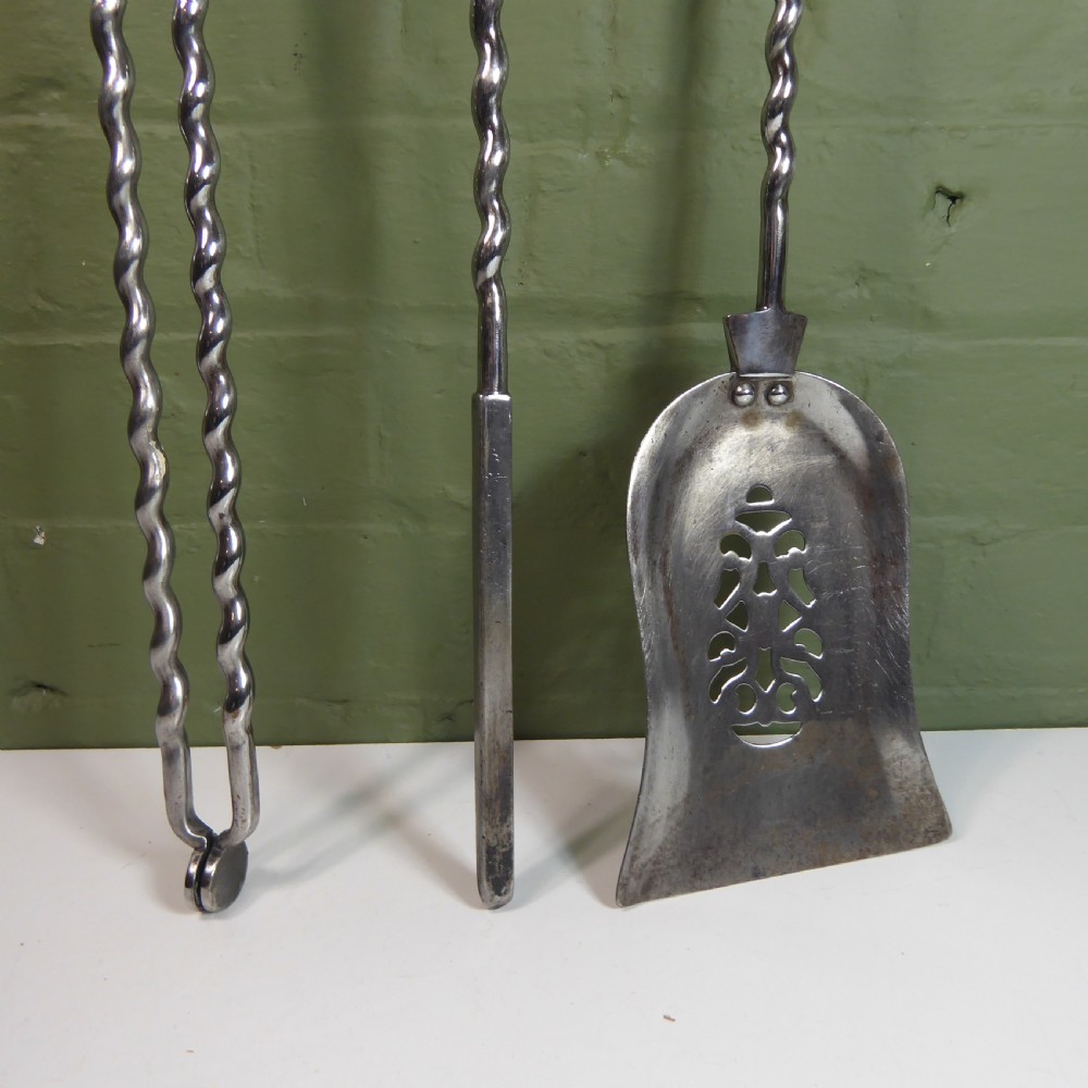 SET OF EARLY 19TH STEEL & BRASS FIRE TOOLS View II
