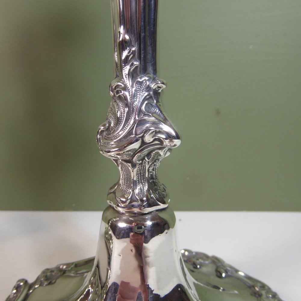 PAIR OF 19TH C SILVER CANDLESTICKS 1842 View VI