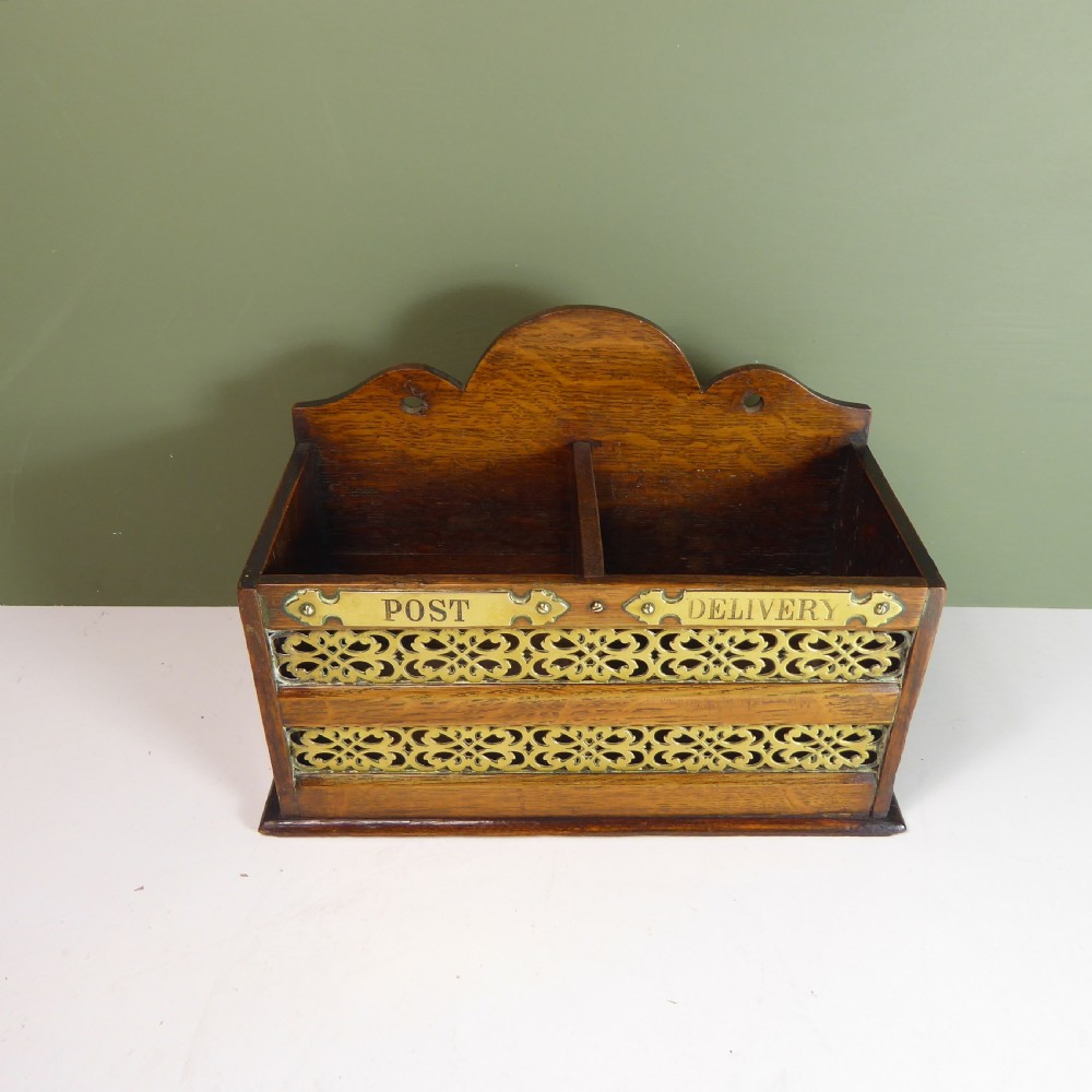 19TH C OAK LETTER BOX View V