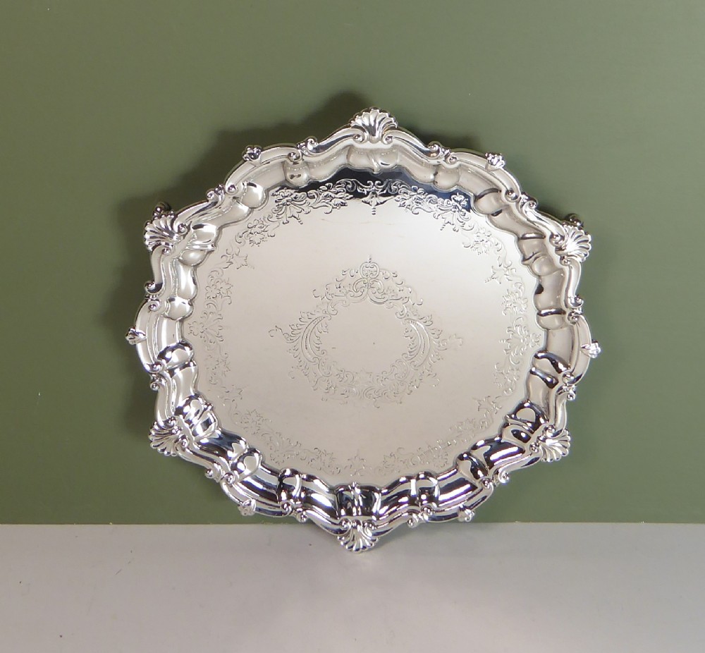 SOLID SILVER SALVER TRAY 1910