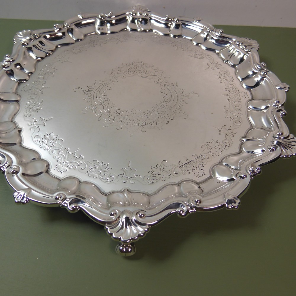 SOLID SILVER SALVER TRAY 1910 View V