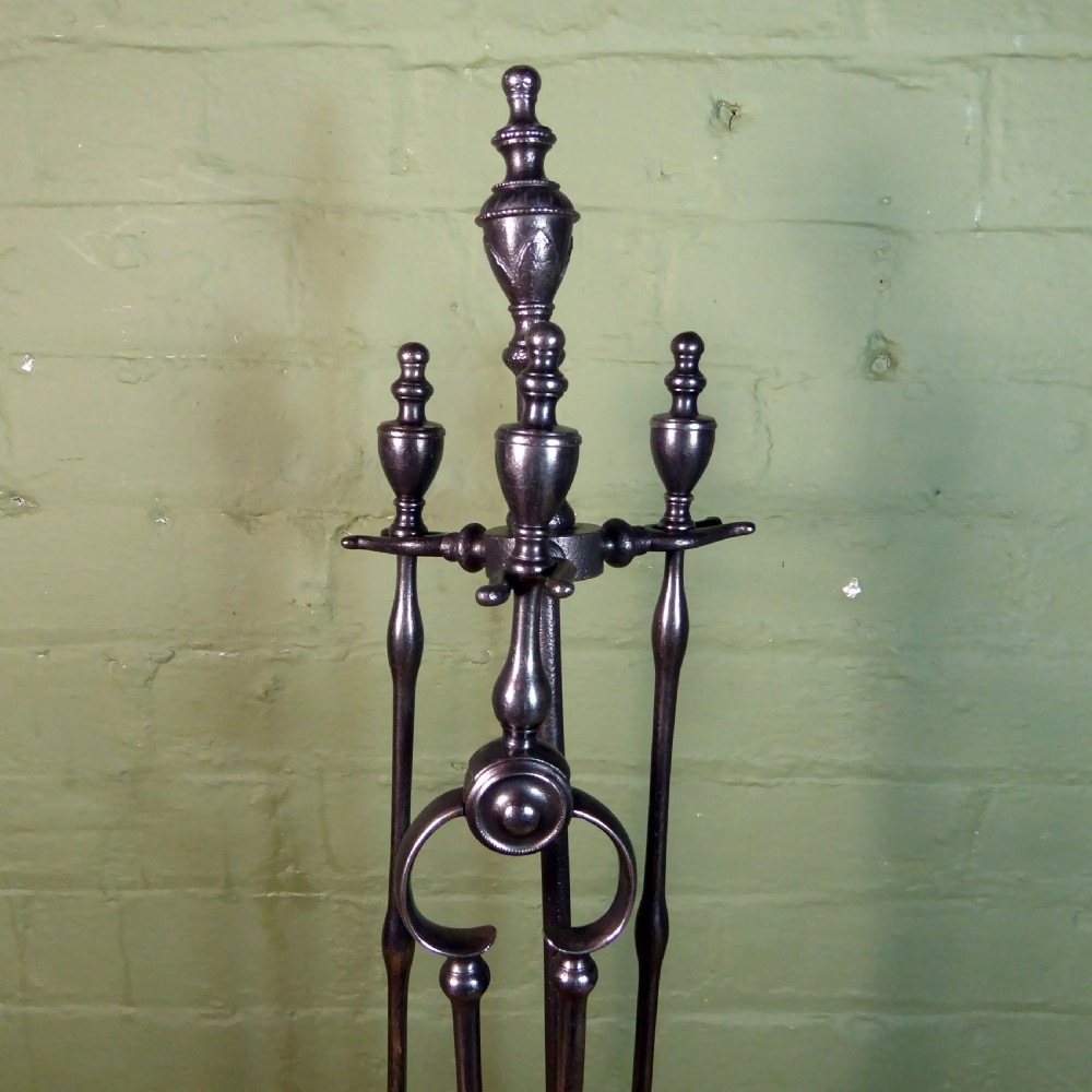 19TH C WROUGHT IRON FIRE TOOL SET View III