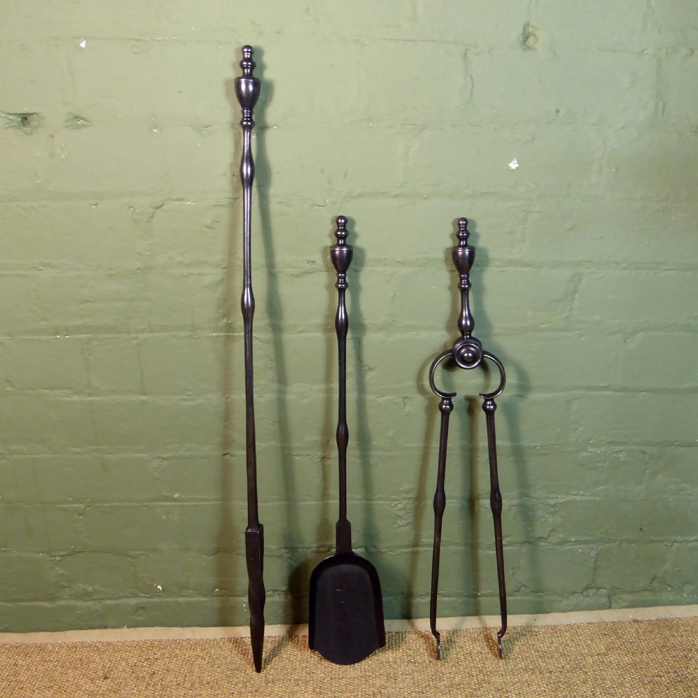 19TH C WROUGHT IRON FIRE TOOL SET View IV