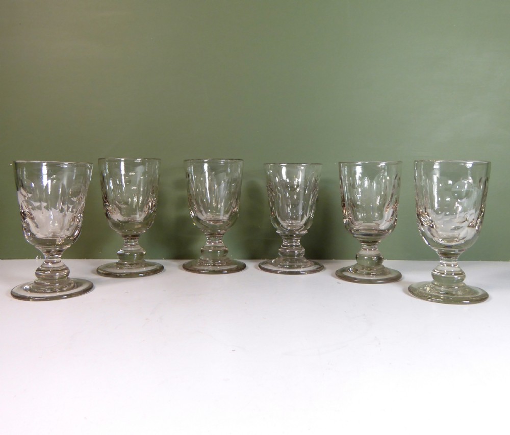 SET OF SIX 19TH C RUMMER GLASSES