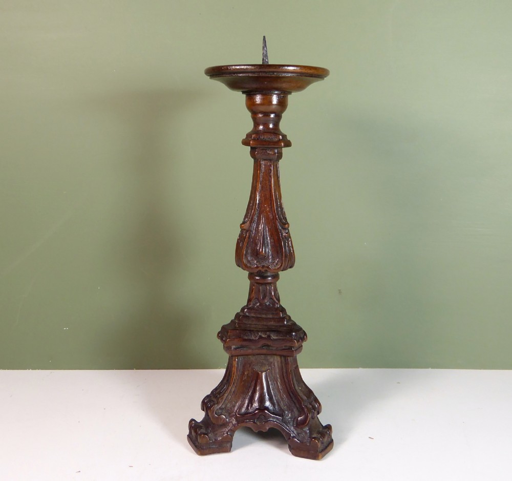 18TH C WALNUT PRICKET STICK