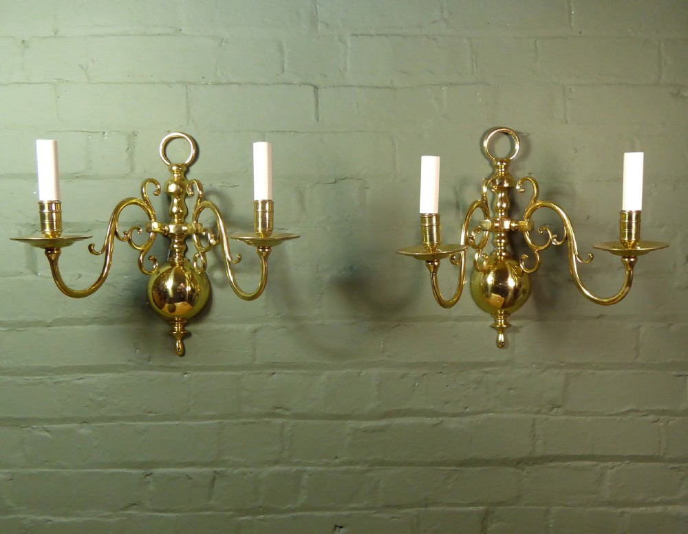 PAIR OF 19TH C BRASS WALL LIGHTS
