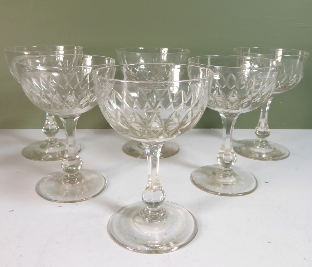 SET OF SIX 19TH C CHAMPAGNE GLASSES