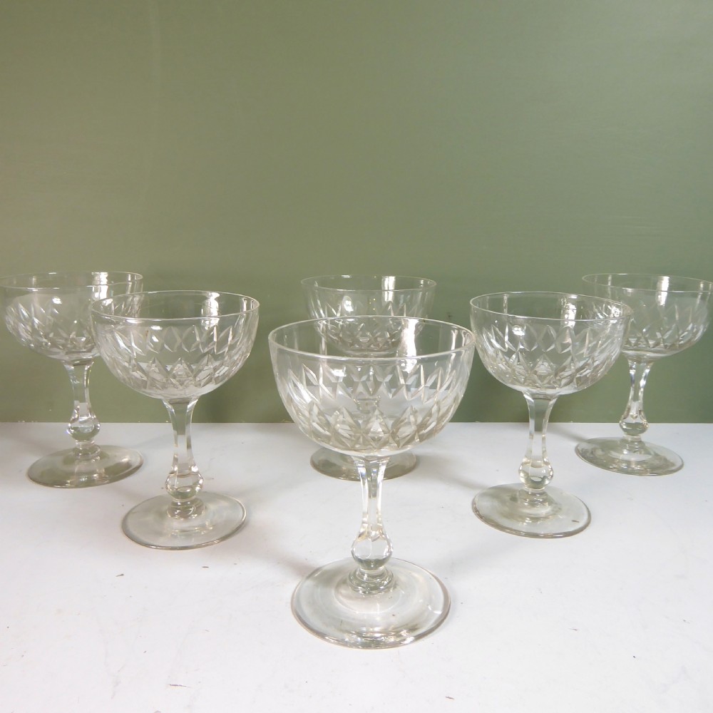 SET OF SIX 19TH C CHAMPAGNE GLASSES View II