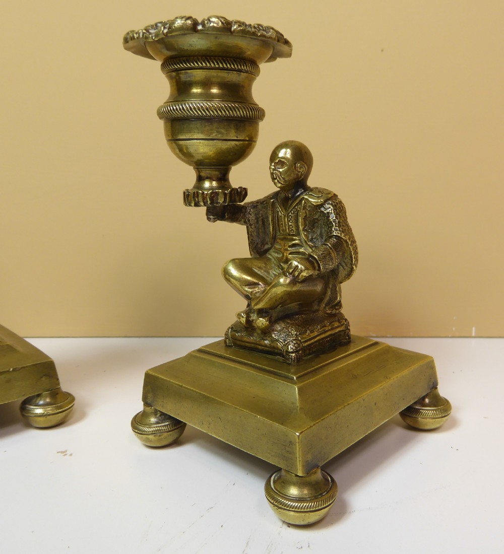 PAIR OF 19TH C BRASS CANDLESTICKS View III
