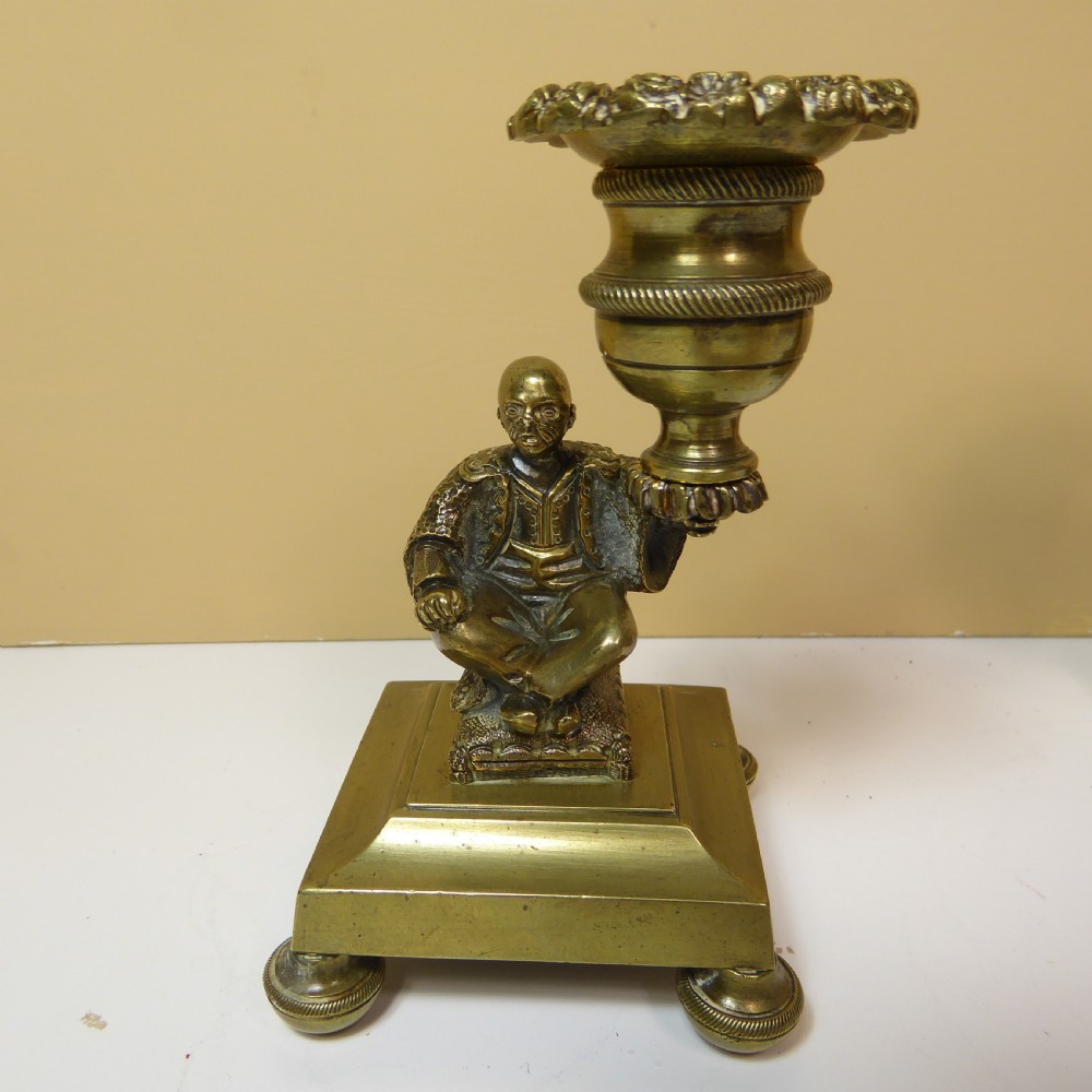 PAIR OF 19TH C BRASS CANDLESTICKS View V
