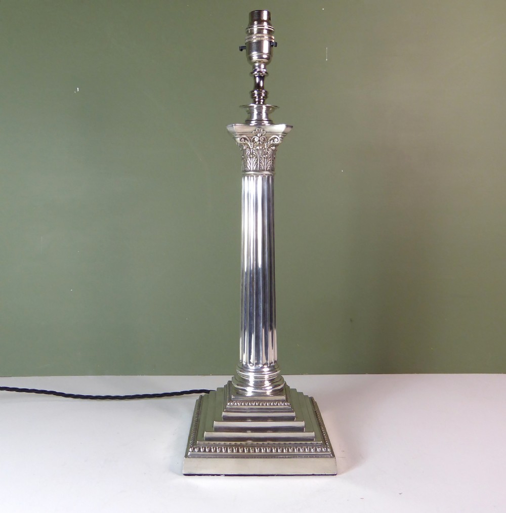 19TH C SILVER PLATED LAMP