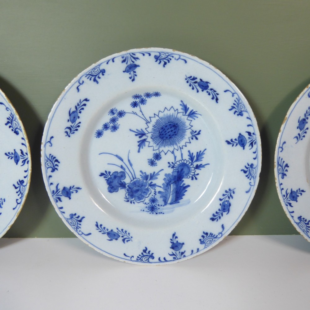 SET OF THREE 18TH C DELFT PLATES View II