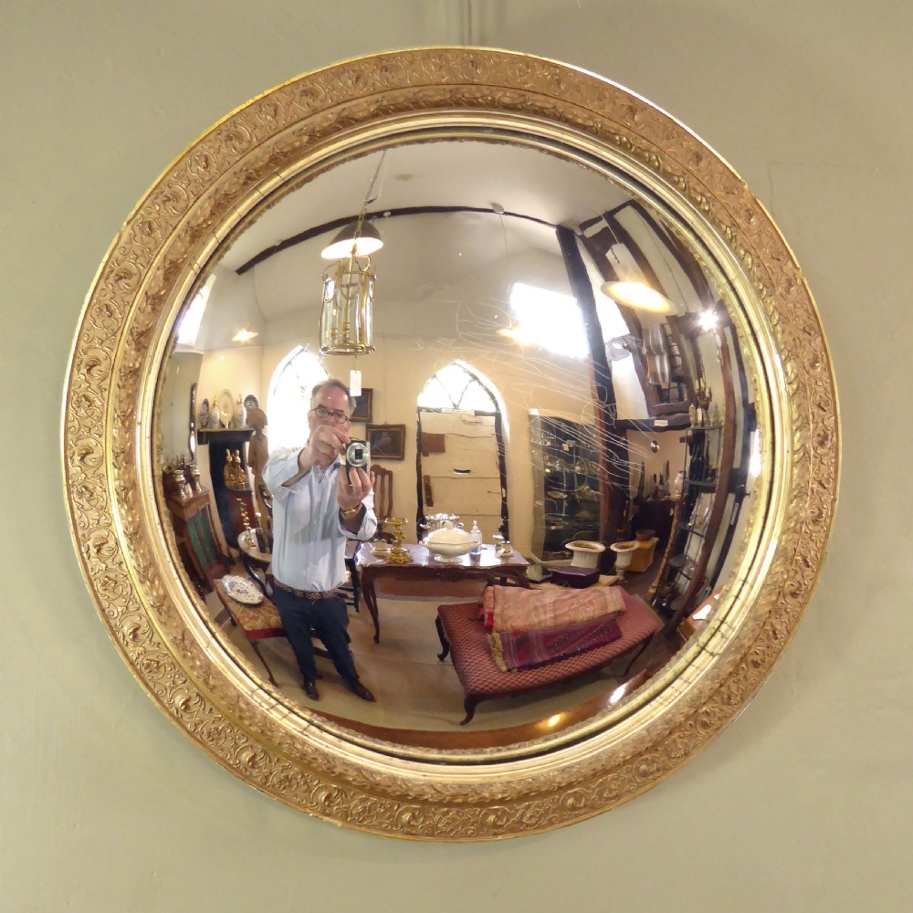 LARGE GILT CONVEX MIRROR