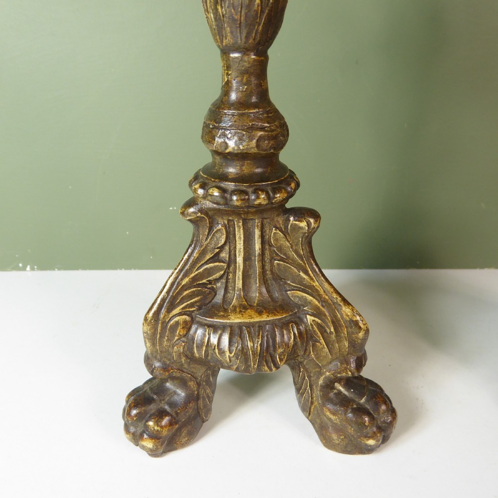 PAIR OF EARLY 18TH C CARVED GILTWOOD CANDLESTICKS View II