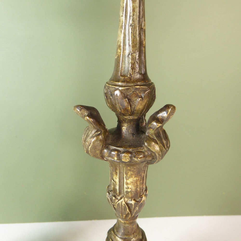 PAIR OF EARLY 18TH C CARVED GILTWOOD CANDLESTICKS View V