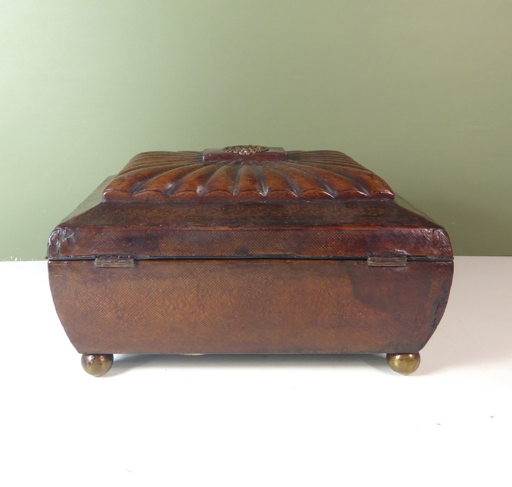 19TH C MORROCO LEATHER WORK BOX View III