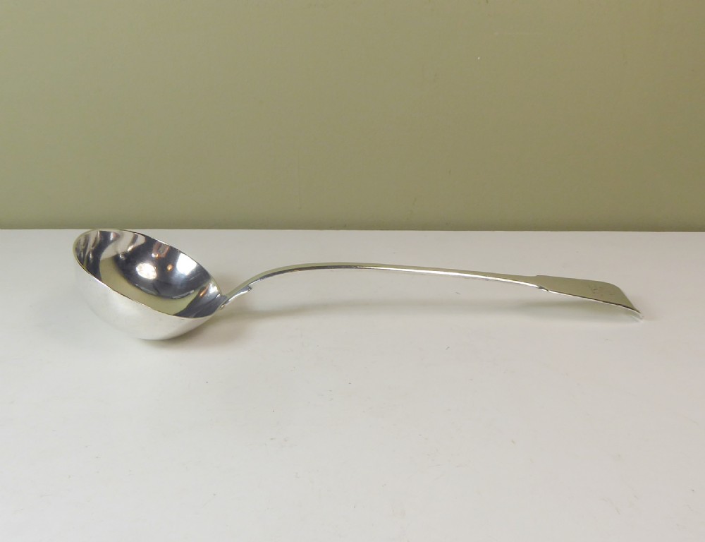 LARGE 19TH C SILVER LADLE