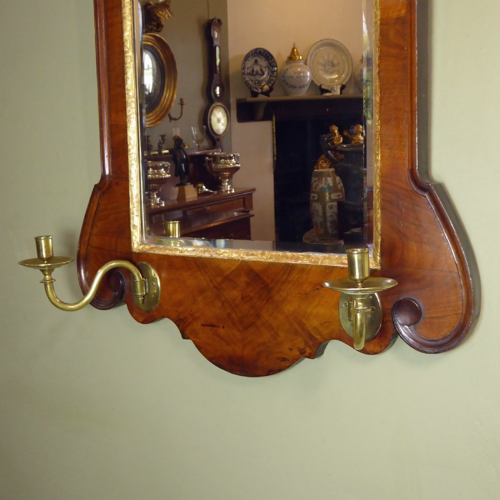 19TH C WALNUT & GILT MIRROR WITH CANDLES SCONCES View IV