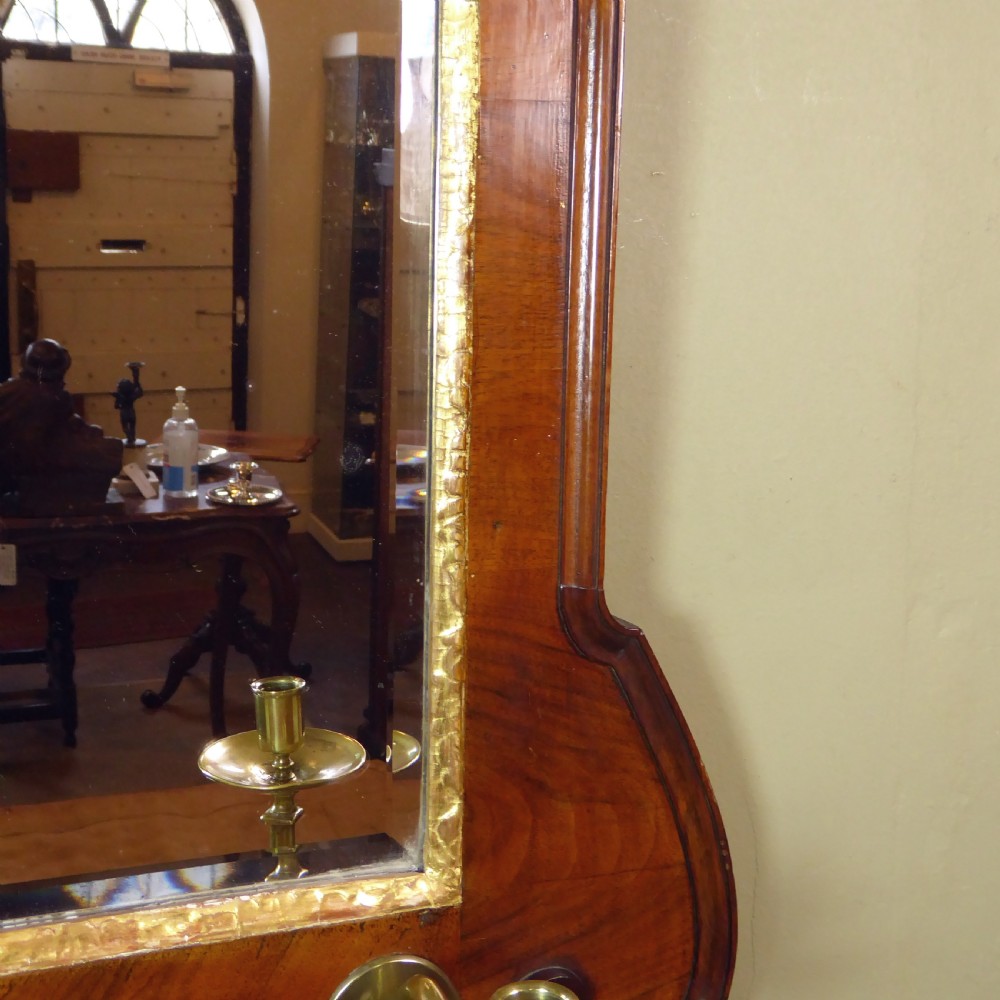 19TH C WALNUT & GILT MIRROR WITH CANDLES SCONCES View VI