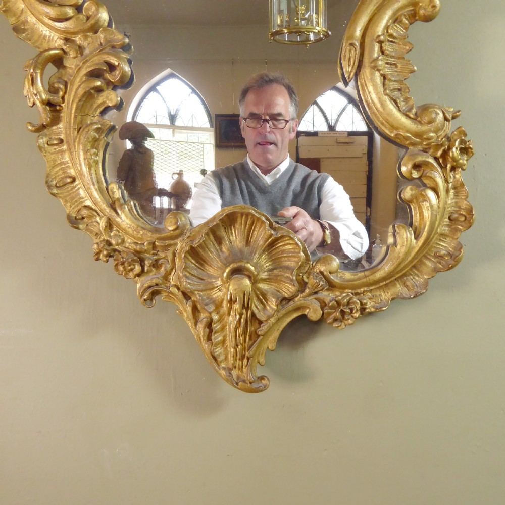 19TH C SHELL GILT MIRROR View II