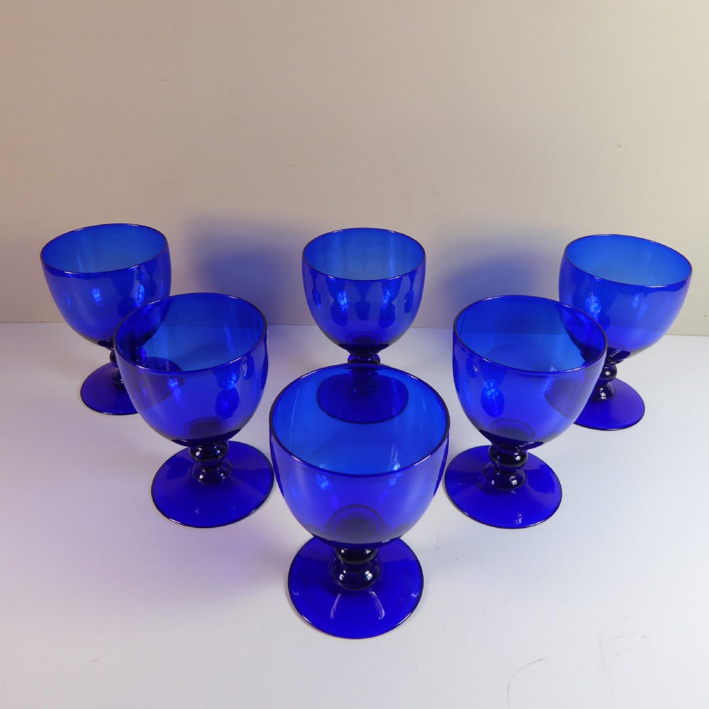 SET OF SIX 19TH C BLUE GLASSES View III