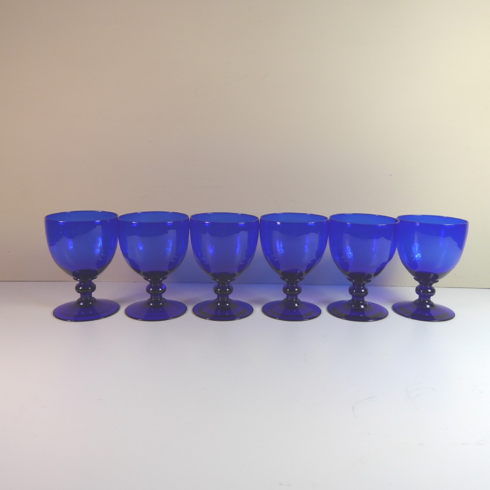 SET OF SIX 19TH C BLUE GLASSES View V